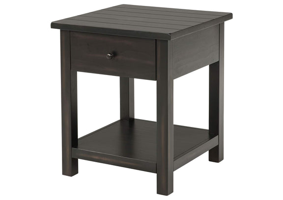 710567 Payne 1-drawer Wood End Table with Shelf Distressed Java