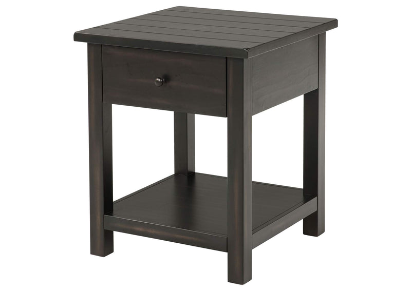 710567 Payne 1-drawer Wood End Table with Shelf Distressed Java