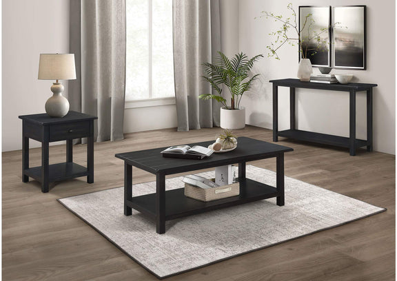 710567 Payne 1-drawer Wood End Table with Shelf Distressed Java