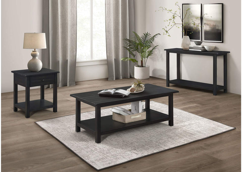 710567 Payne 1-drawer Wood End Table with Shelf Distressed Java
