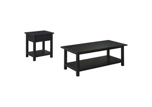 710568-S2 Payne 2-piece Coffee and 1-drawer End Table Set Java