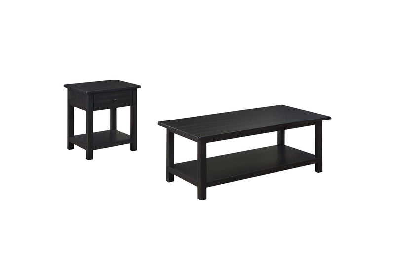 710568-S2 Payne 2-piece Coffee and 1-drawer End Table Set Java