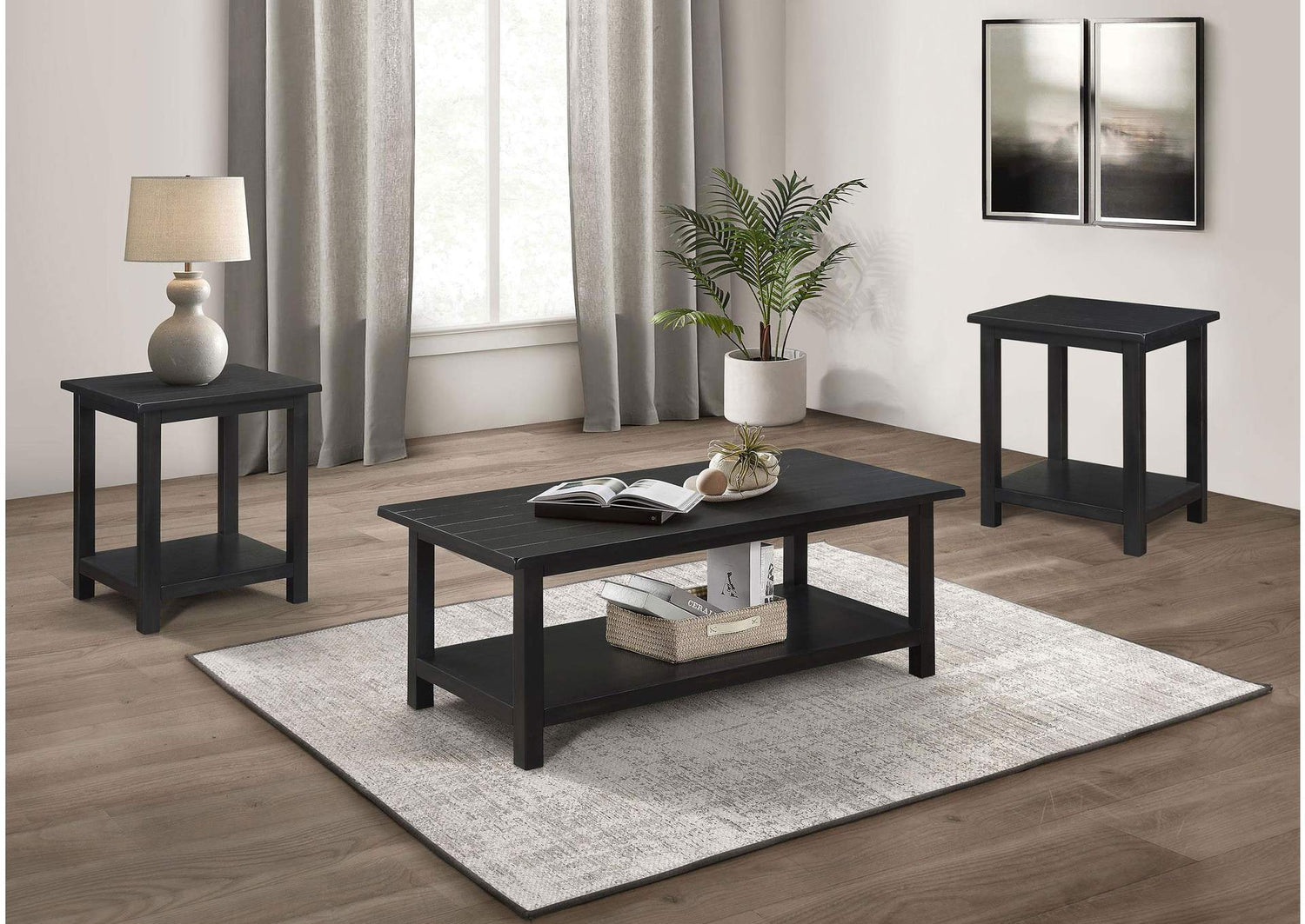 710568-S3A Payne 3-piece Coffee and End Table Set Distressed Java
