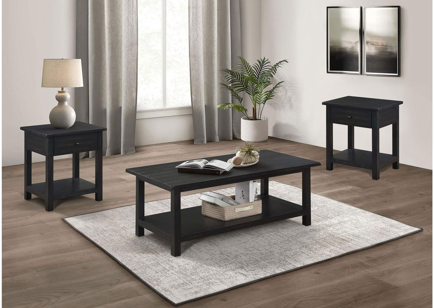 710568-S3 Payne 3-piece Coffee and 1-drawer End Table Set Java