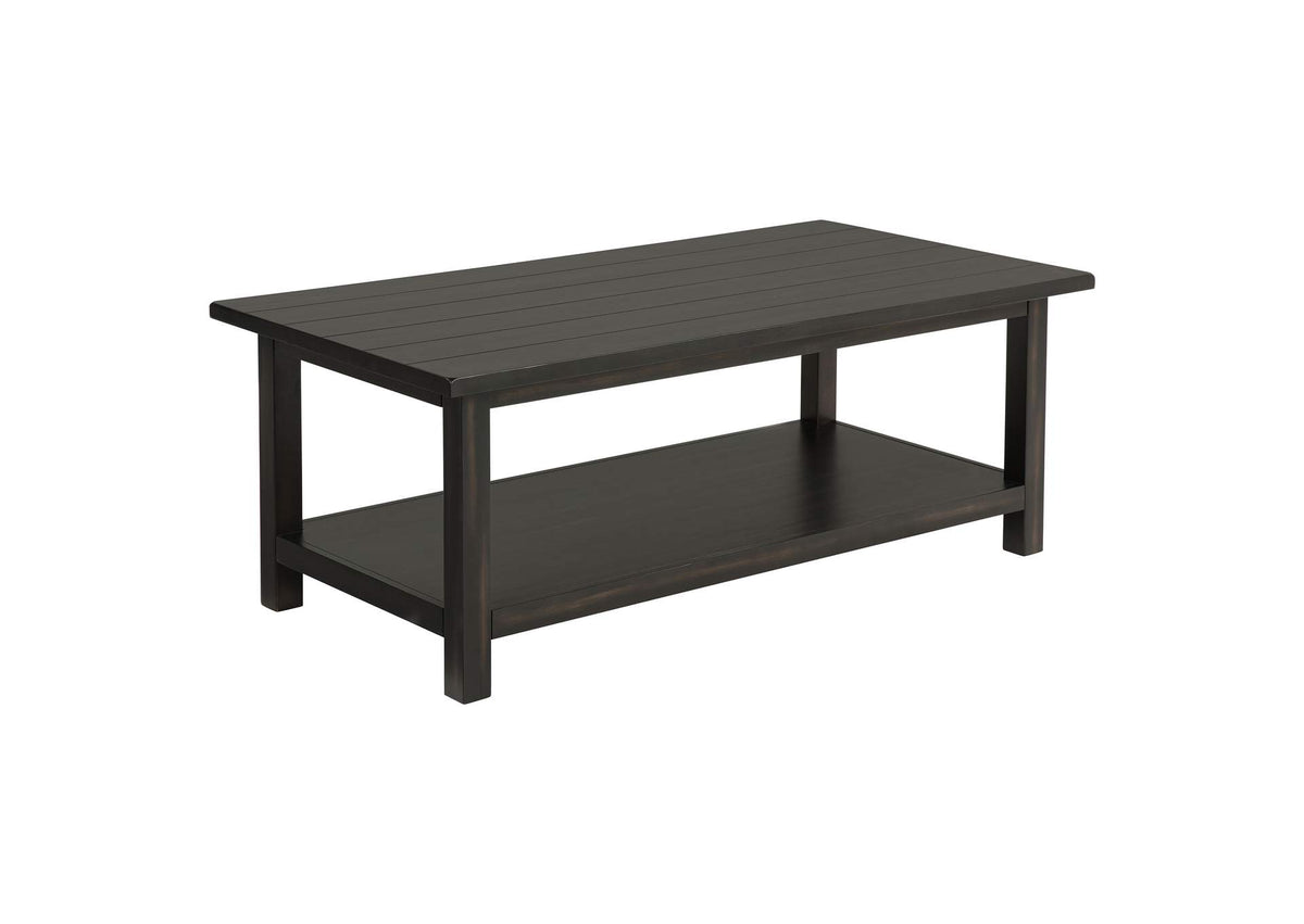 710568 Payne Wood Coffee Table with Shelf Distressed Java