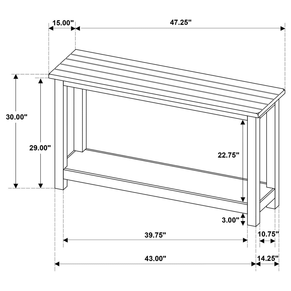 710569 Payne Wood Entryway Sofa Console Table Java