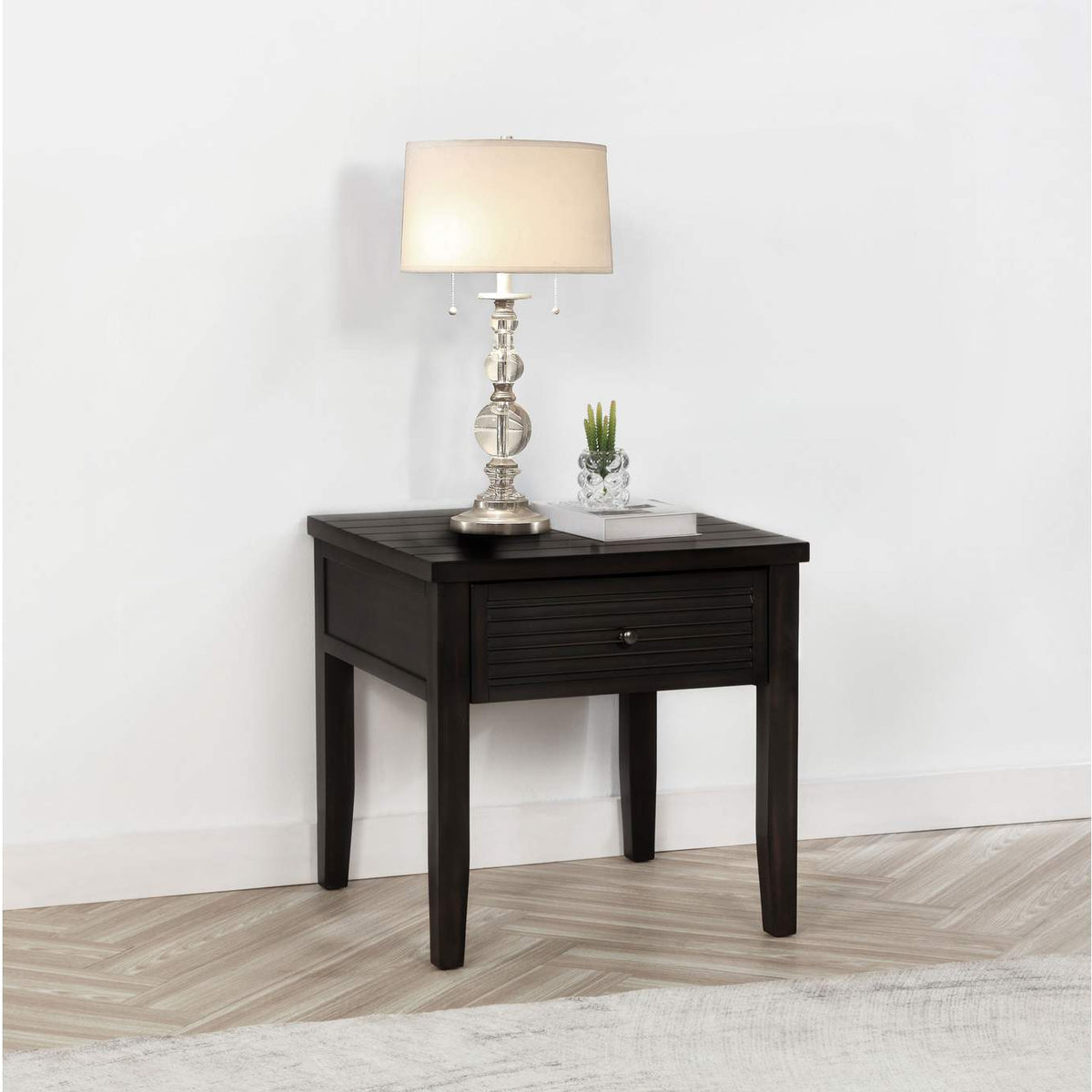 710577 Concord 1-drawer Square End Table Distressed Java