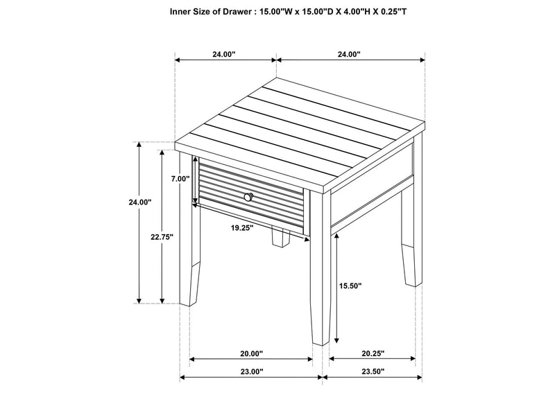 710577 Concord 1-drawer Square End Table Distressed Java