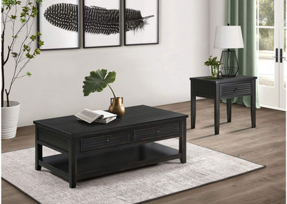 710578-S2 Concord 2-piece Coffee and End Table Set Distressed Java