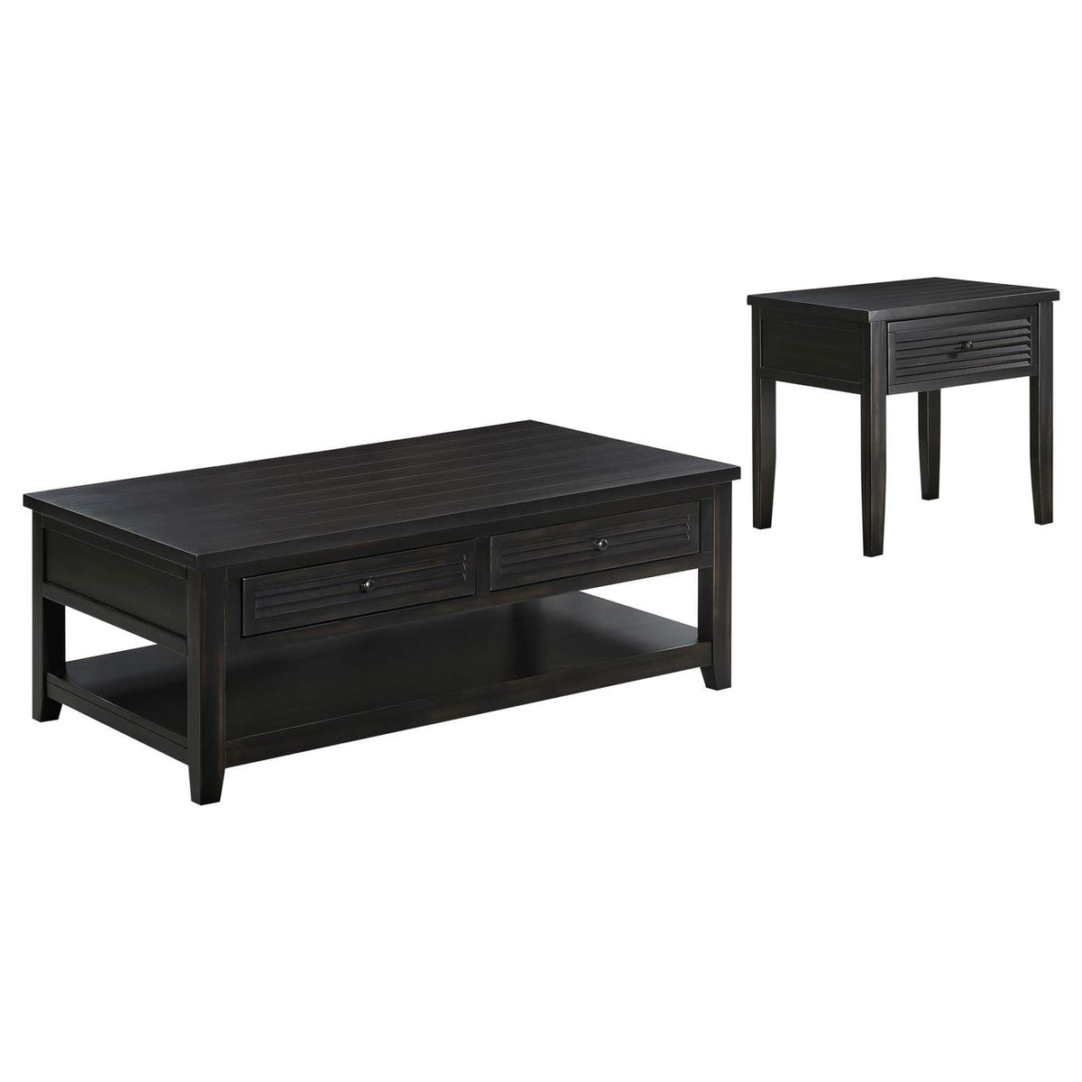 710578-S2 Concord 2-piece Coffee and End Table Set Distressed Java