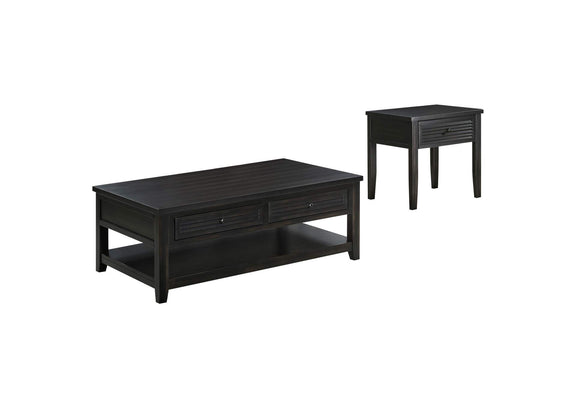 710578-S2 Concord 2-piece Coffee and End Table Set Distressed Java