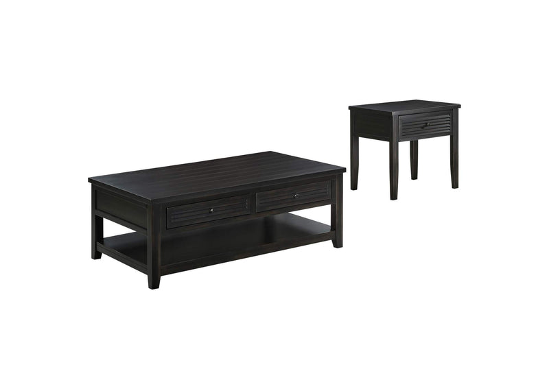 710578-S2 Concord 2-piece Coffee and End Table Set Distressed Java
