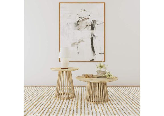 710608-S2 Touhy 2-piece Round Coffee and End Table Set Natural Mango