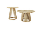 710608-S2 Touhy 2-piece Round Coffee and End Table Set Natural Mango