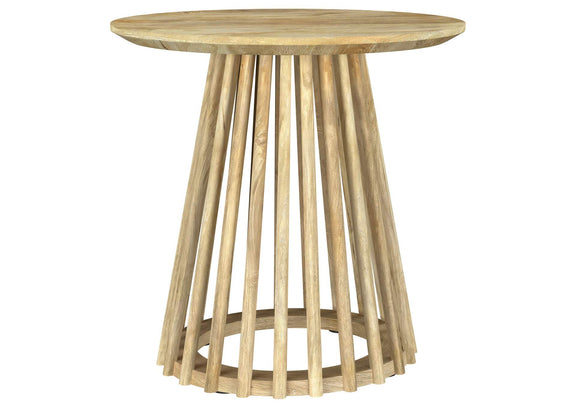 710608-S2 Touhy 2-piece Round Coffee and End Table Set Natural Mango