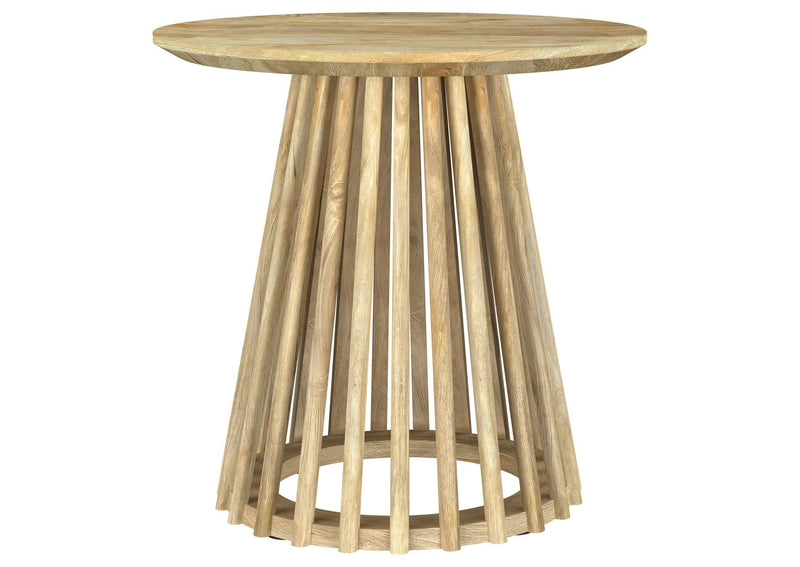 710608-S2 Touhy 2-piece Round Coffee and End Table Set Natural Mango