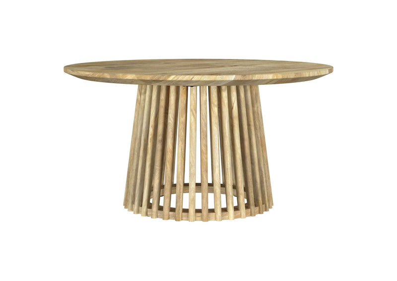 710608-S2 Touhy 2-piece Round Coffee and End Table Set Natural Mango