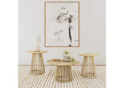 710608-S3 Touhy 3-piece Round Coffee and End Table Set Natural Mango