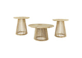 710608-S3 Touhy 3-piece Round Coffee and End Table Set Natural Mango