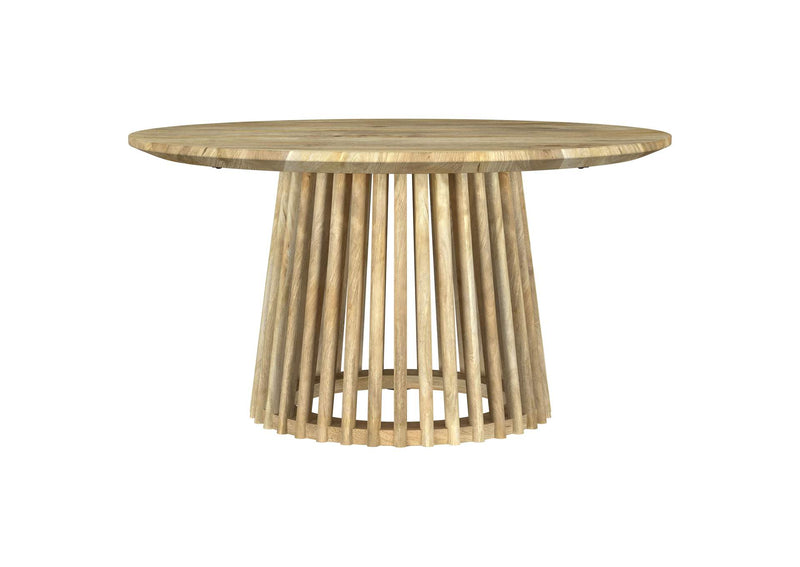 710608-S3 Touhy 3-piece Round Coffee and End Table Set Natural Mango