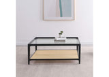 710658 Amherst Glass Top Metal with Cane Shelf Coffee Table Black