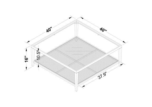 710658 Amherst Glass Top Metal with Cane Shelf Coffee Table Black