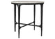 710737 Hermas Round Genuine Marble Top Metal End Side Table White