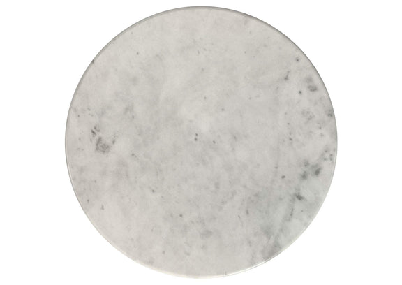 710737 Hermas Round Genuine Marble Top Metal End Side Table White