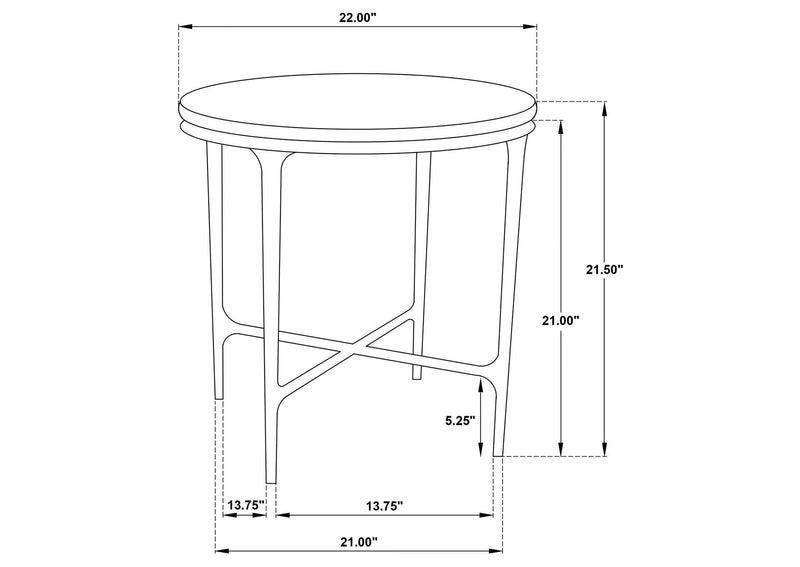 710737 Hermas Round Genuine Marble Top Metal End Side Table White
