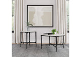 710738-S2 Hermas 2-piece Round Marble Coffee and End Table Set White