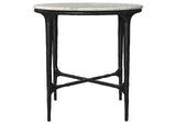 710738-S2 Hermas 2-piece Round Marble Coffee and End Table Set White