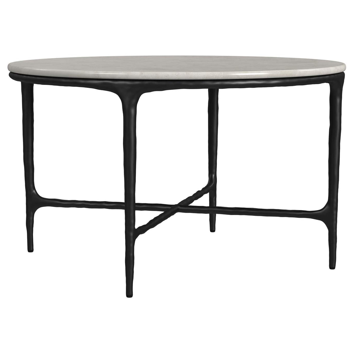 710738-S2 Hermas 2-piece Round Marble Coffee and End Table Set White