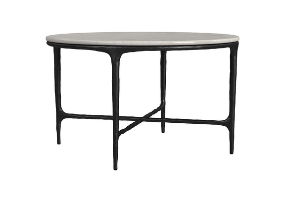 710738-S2 Hermas 2-piece Round Marble Coffee and End Table Set White