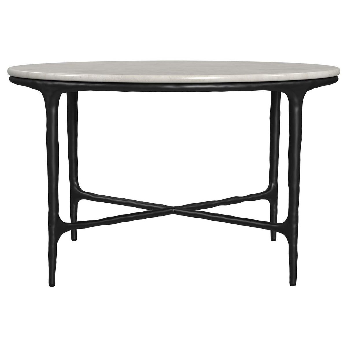710738-S2 Hermas 2-piece Round Marble Coffee and End Table Set White