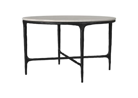 710738-S2 Hermas 2-piece Round Marble Coffee and End Table Set White