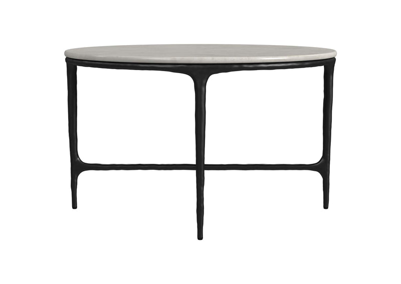 710738-S2 Hermas 2-piece Round Marble Coffee and End Table Set White