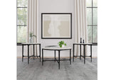 710738-S3 Hermas 3-piece Round Marble Coffee and End Table Set White