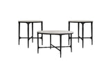 710738-S3 Hermas 3-piece Round Marble Coffee and End Table Set White
