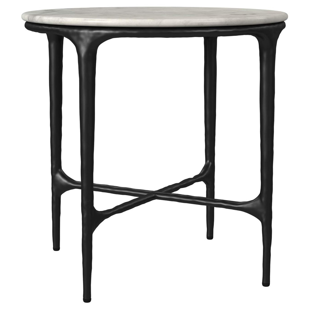 710738-S3 Hermas 3-piece Round Marble Coffee and End Table Set White