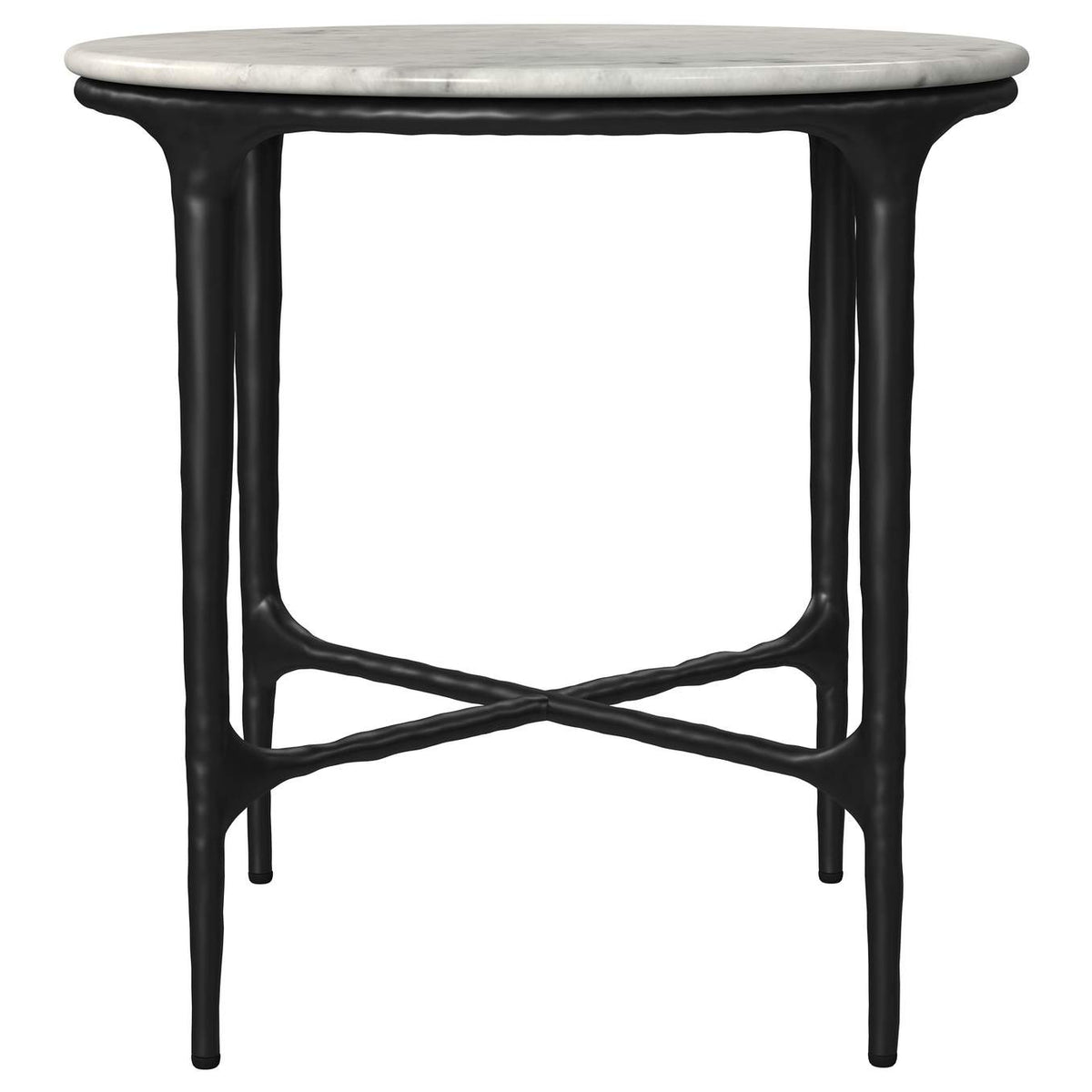 710738-S3 Hermas 3-piece Round Marble Coffee and End Table Set White