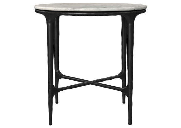 710738-S3 Hermas 3-piece Round Marble Coffee and End Table Set White