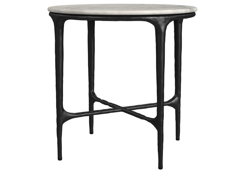 710738-S3 Hermas 3-piece Round Marble Coffee and End Table Set White