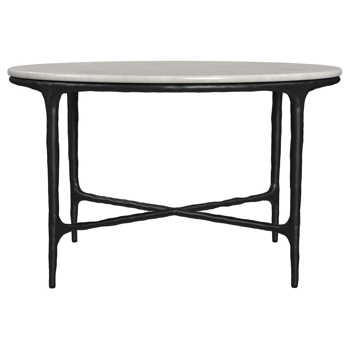 710738-S3 Hermas 3-piece Round Marble Coffee and End Table Set White