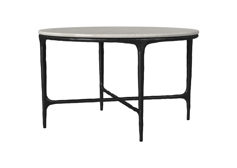 710738-S3 Hermas 3-piece Round Marble Coffee and End Table Set White
