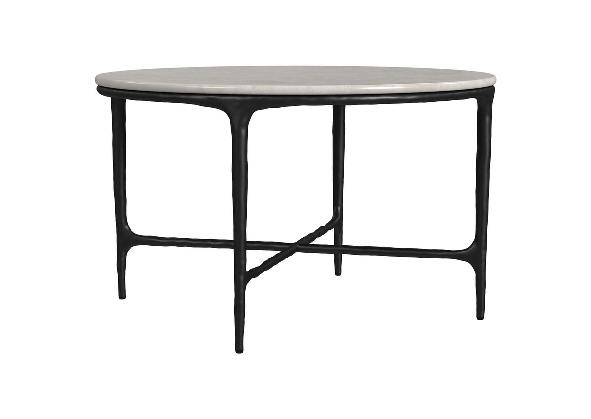 710738 Hermas Round Genuine Marble Top Metal Coffee Table White