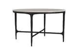 710738 Hermas Round Genuine Marble Top Metal Coffee Table White