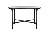 710738 Hermas Round Genuine Marble Top Metal Coffee Table White