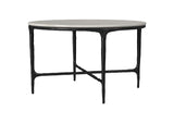 710738 Hermas Round Genuine Marble Top Metal Coffee Table White