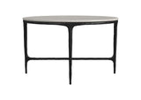 710738 Hermas Round Genuine Marble Top Metal Coffee Table White