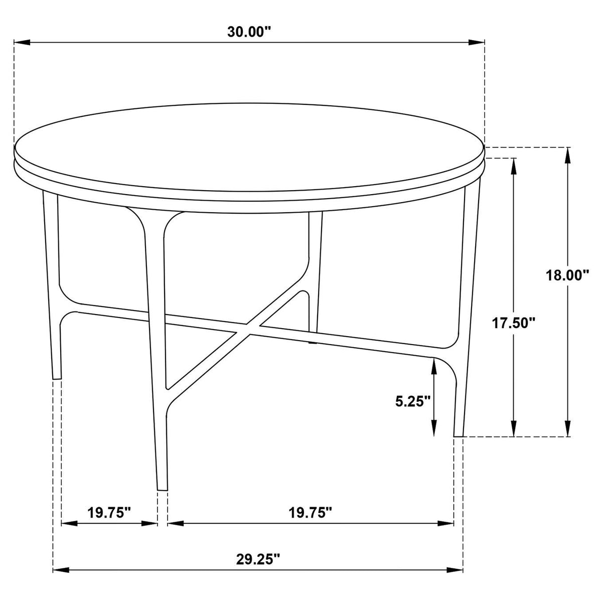 710738 Hermas Round Genuine Marble Top Metal Coffee Table White